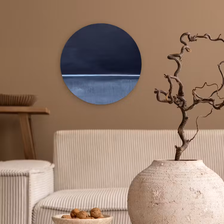 Muurcirkel - Abstract - Horizontale lijn - Minimalistisch - Donkerblauw - Kunst — 2