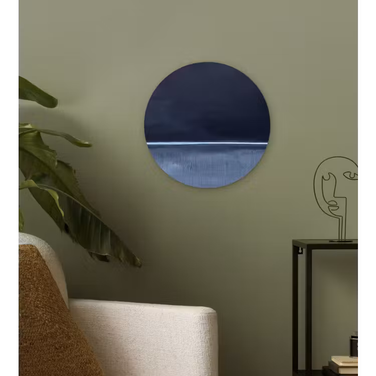 Muurcirkel - Abstract - Horizontale lijn - Minimalistisch - Donkerblauw - Kunst — 3