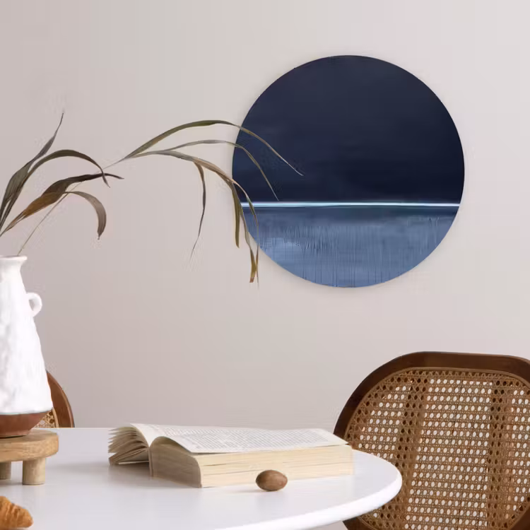 Muurcirkel - Abstract - Horizontale lijn - Minimalistisch - Donkerblauw - Kunst — 4