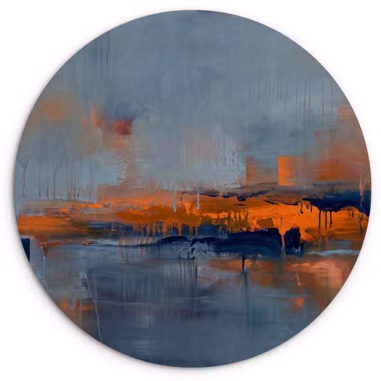 Muurcirkel - Abstract - Kleuren - Modern - Oranje - Grijs — 1