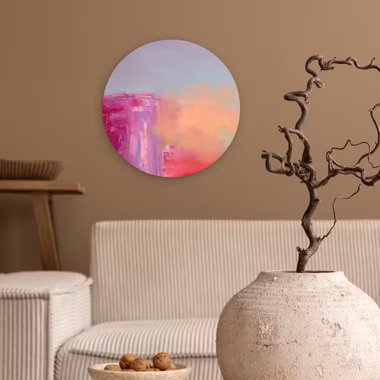 Muurcirkel - Abstract - Kleuren - Modern - Roze — 2