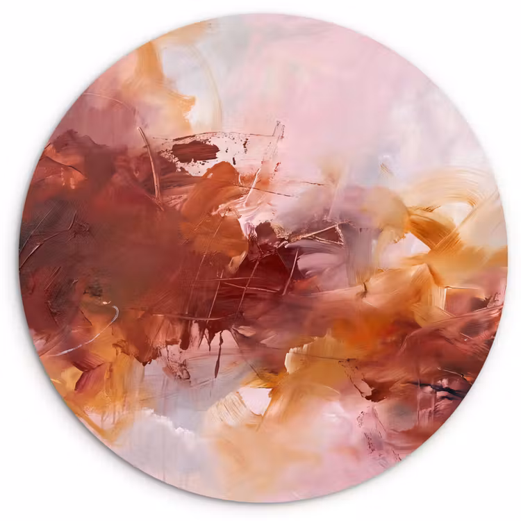 Muurcirkel - Abstract - Kleurrijk - Kunst - Modern - Roze-Rood — 1