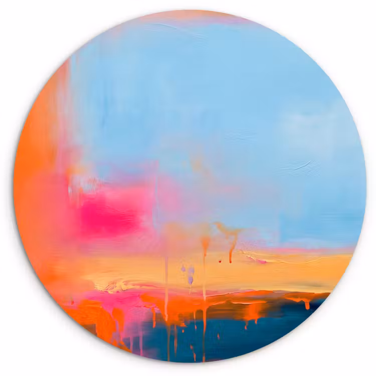 Muurcirkel - Abstract - Kleurvlakken - Modern - Oranje - Blauw — 1