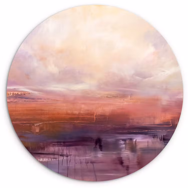 Muurcirkel - Abstract - Landschap - Modern - Paars - Oranje — 1