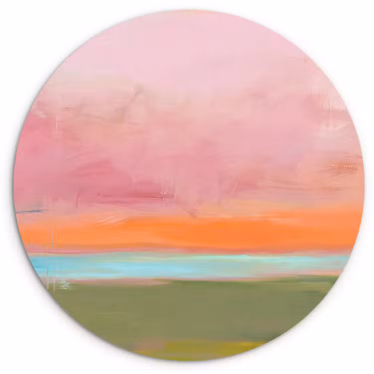 Muurcirkel - Abstract - Landschap - Modern - Roze - Oranje — 1