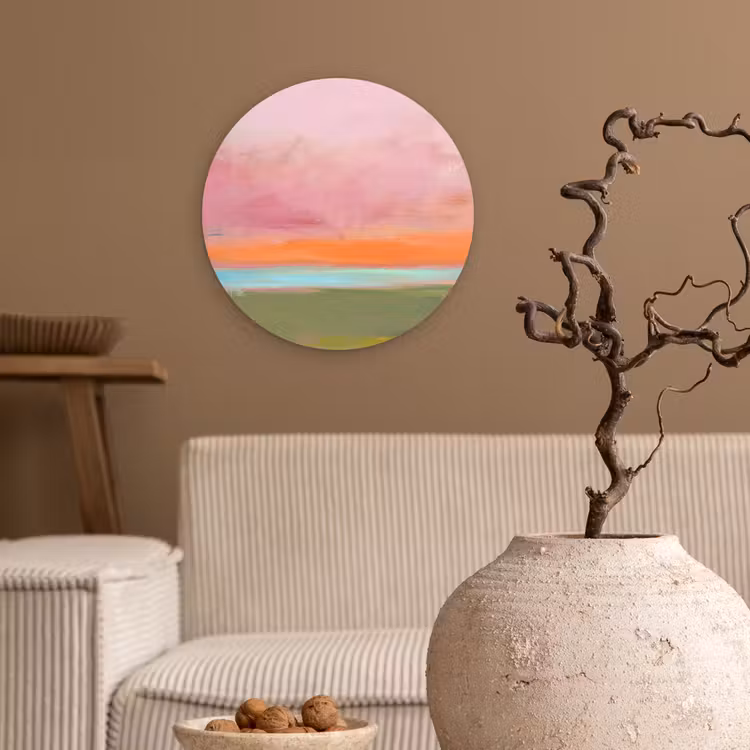 Muurcirkel - Abstract - Landschap - Modern - Roze - Oranje — 2
