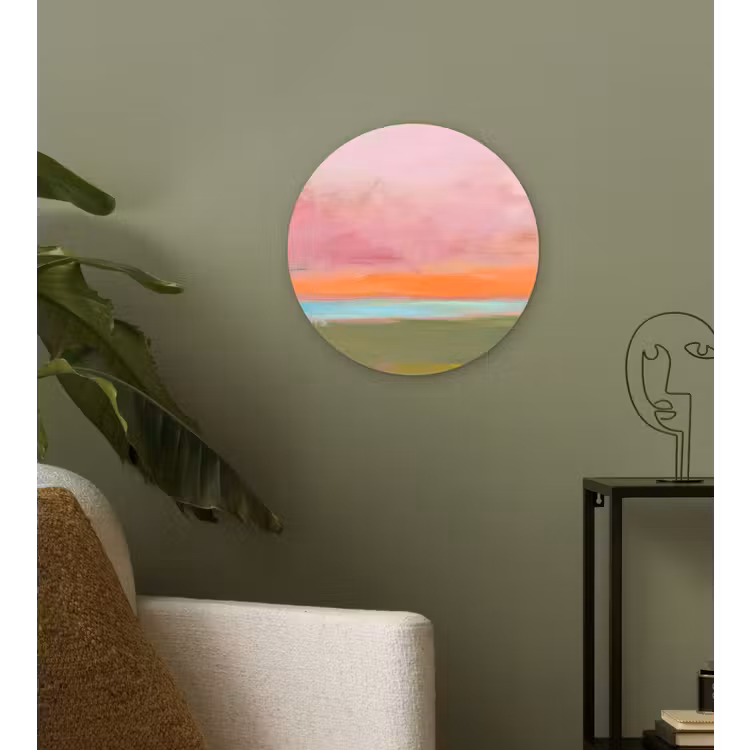 Muurcirkel - Abstract - Landschap - Modern - Roze - Oranje — 3