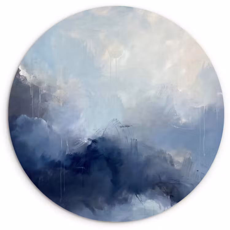 Muurcirkel - Abstract - Wolken - Modern - Blauw - Kunst — 1