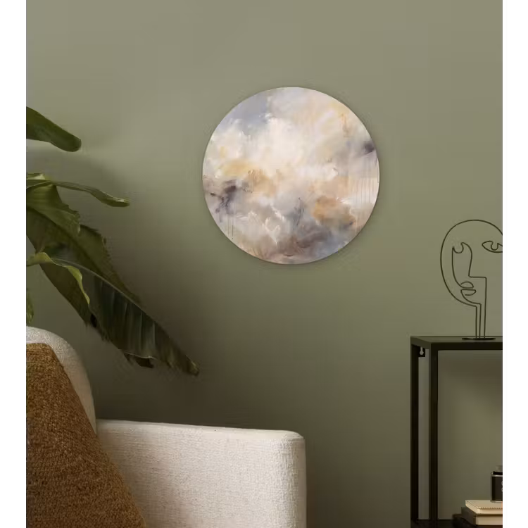 Muurcirkel - Abstract - Wolken - Sfeervol - Beige - Grijs — 3