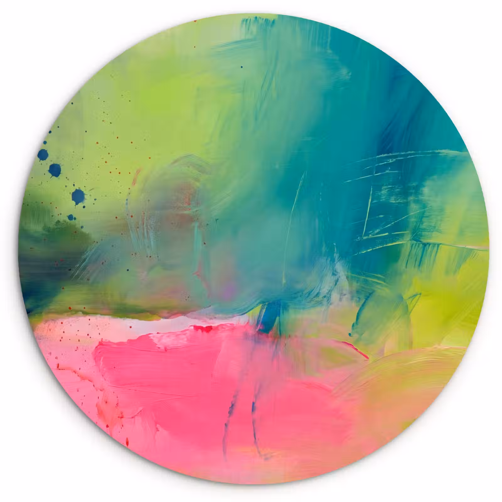 Muurcirkel - Abstract - Kleuren - Modern - Groen - Roze — 1