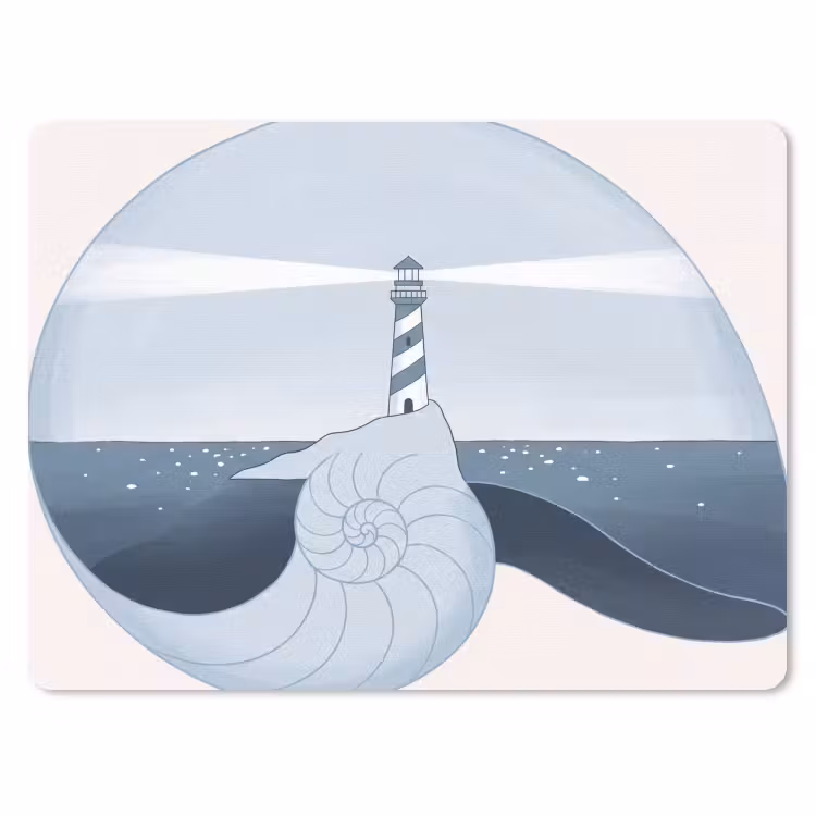 Muismat - Vuurtoren - Zee - Schelp - Abstract - Blauw — 1