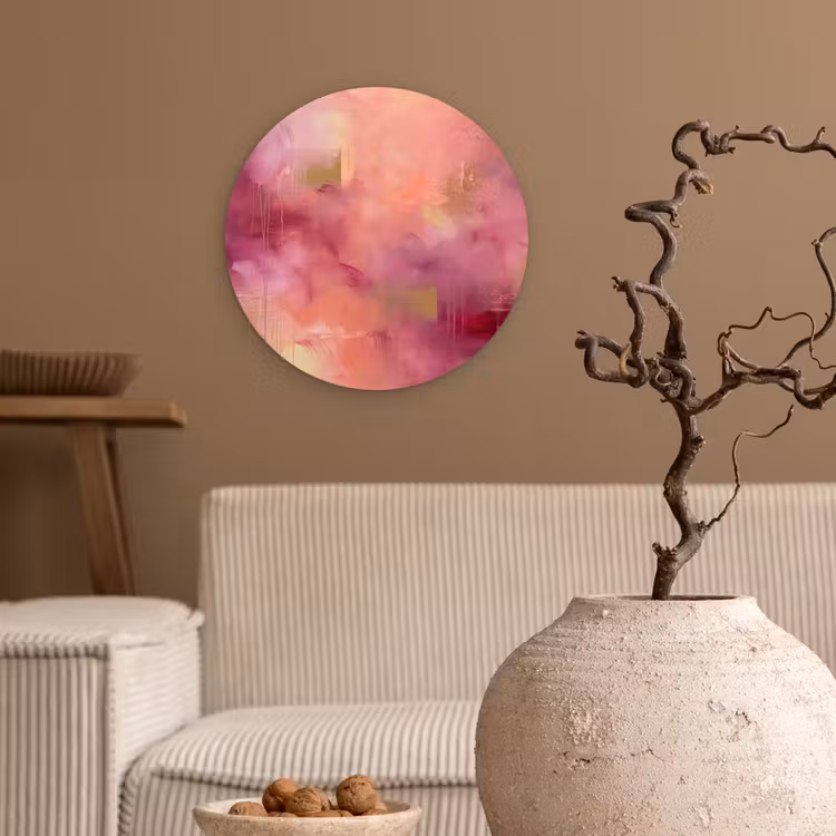 Muurcirkel - Abstract - Kleuren - Modern - Roze - Paars — 2
