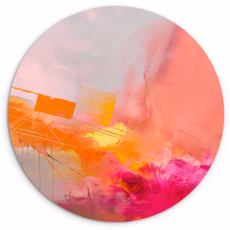 Muurcirkel - Abstract - Kleurrijk - Modern - Roze — 1