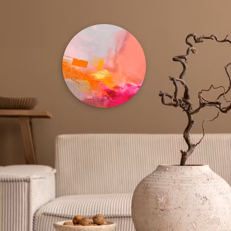 Muurcirkel - Abstract - Kleurrijk - Modern - Roze — 2