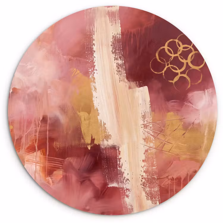 Muurcirkel - Abstract - Rood - Goud - Modern - Kunst — 1