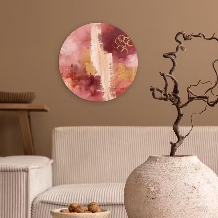 Muurcirkel - Abstract - Rood - Goud - Modern - Kunst — 2