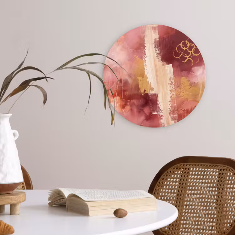 Muurcirkel - Abstract - Rood - Goud - Modern - Kunst — 4