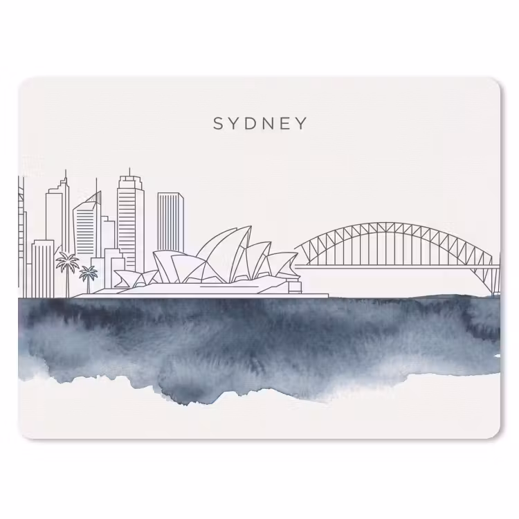 Muismat - Stad - Skyline - Architectuur - Minimalistisch - Blauw — 1
