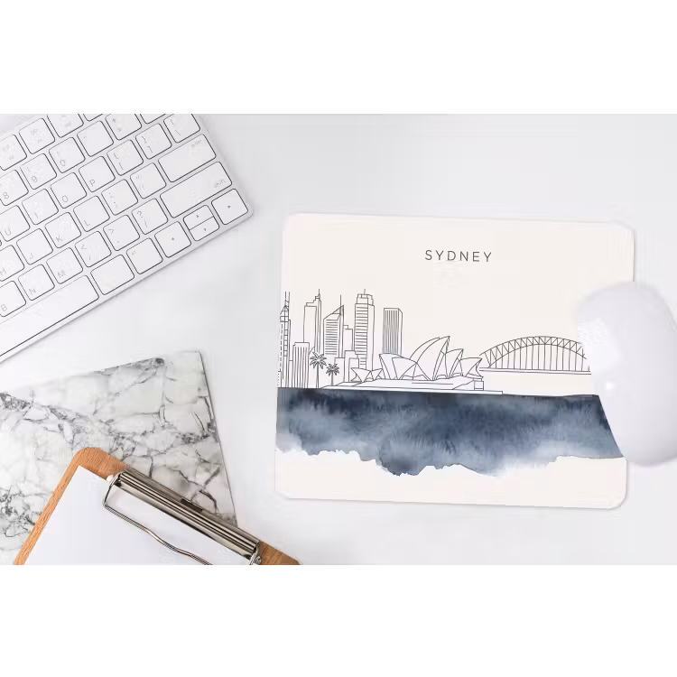 Muismat - Stad - Skyline - Architectuur - Minimalistisch - Blauw — 2