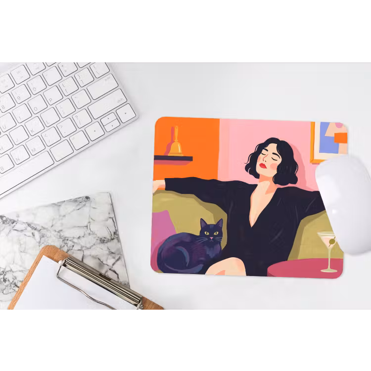 Muismat - Vrouw - Kat - Interieur - Modern - Kleurrijk — 2