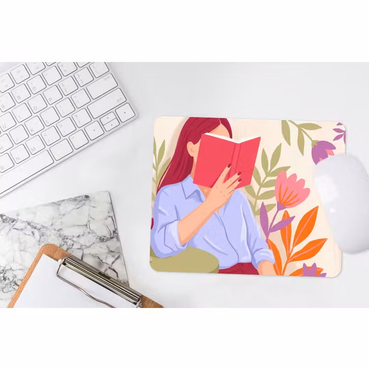 Muismat - Vrouw - Lezen - Thuis - Modern - Bloemen — 2