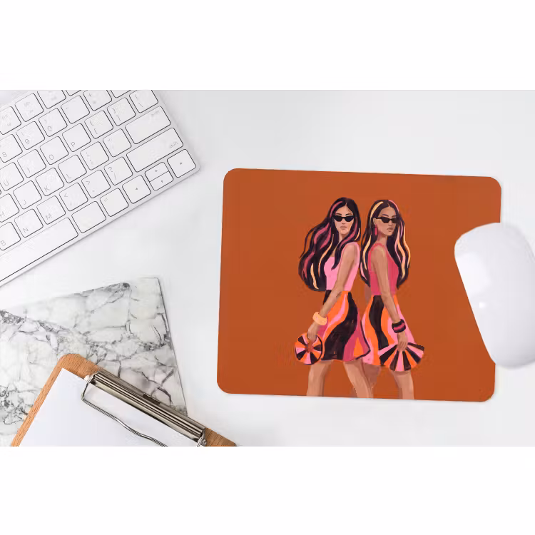 Muismat - Mensen - Duo - Mode - Illustratie - Kleurrijk — 2
