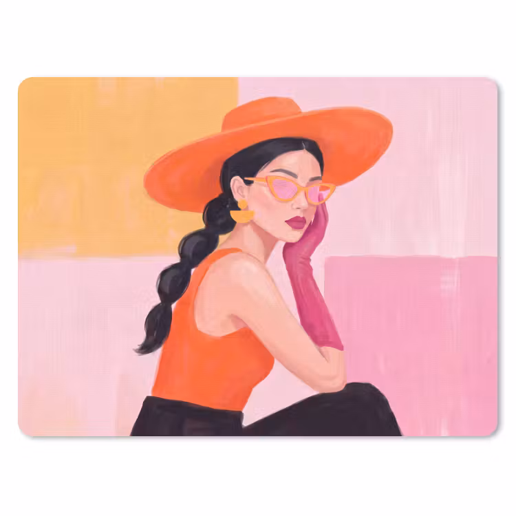 Muismat - Vrouw - Hoed - Mode - Modern - Oranje — 1