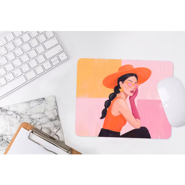 Muismat - Vrouw - Hoed - Mode - Modern - Oranje — 2