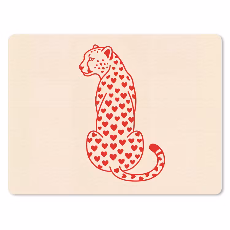 Muismat - Kat - Harten - Dieren - Modern - Rood — 1