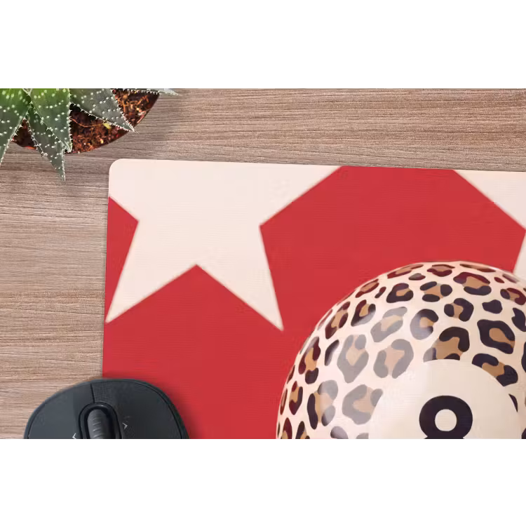 Muismat - Spel - Dierenprint - Nummer 8 - Modern - Rood — 4