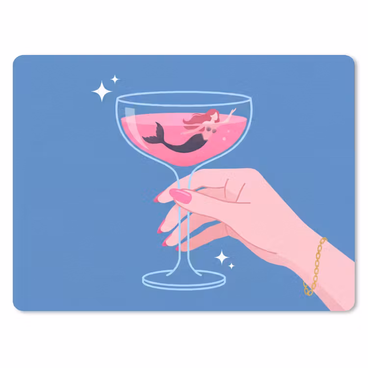 Muismat - Vrouw - Glas - Abstract - Roze - Blauw — 1