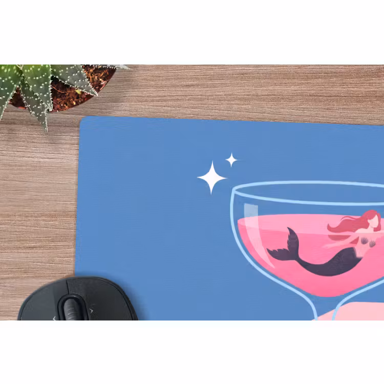 Muismat - Vrouw - Glas - Abstract - Roze - Blauw — 4