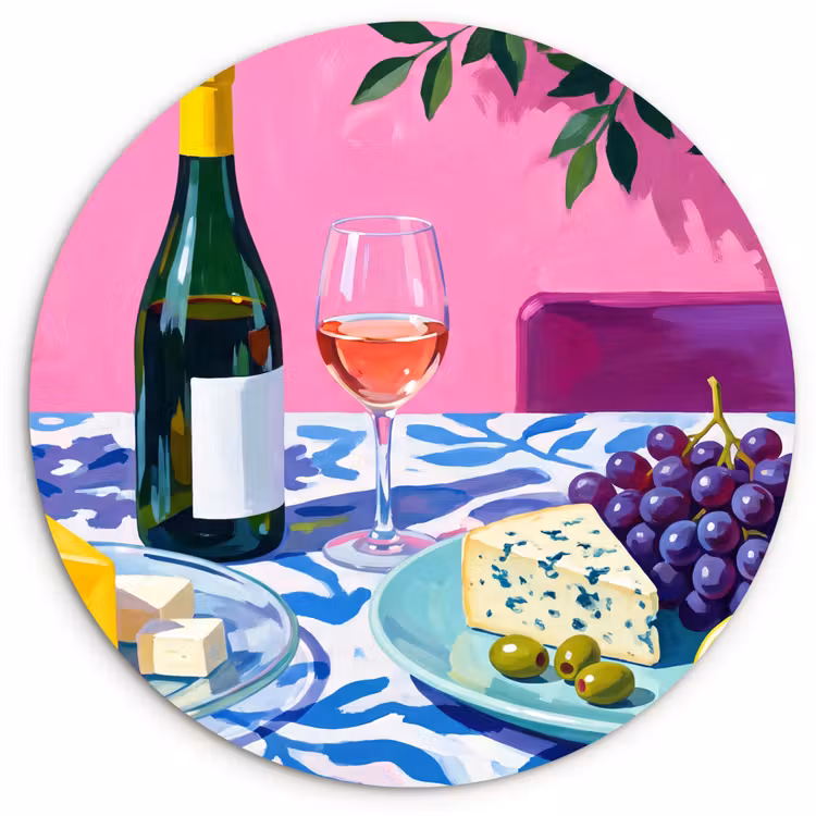 Muurcirkel - Eten - Wijn - Kleurrijk — 1