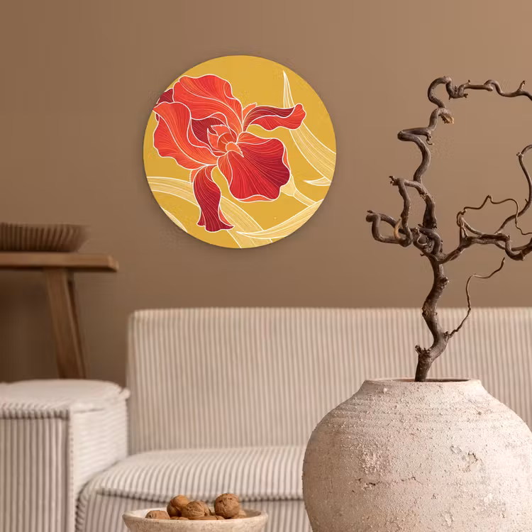 Muurcirkel - Bloemen - Illustratie - Rood — 2