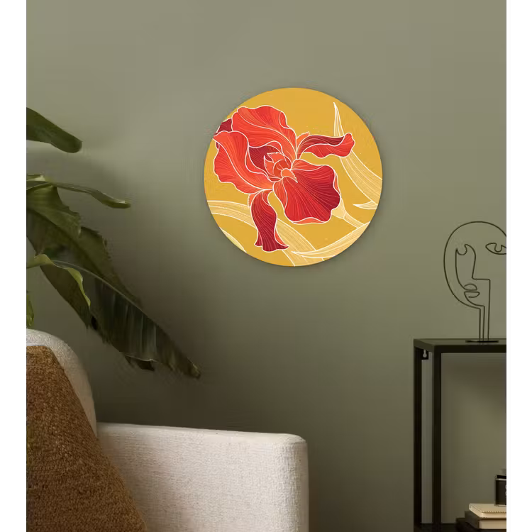 Muurcirkel - Bloemen - Illustratie - Rood — 3