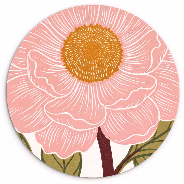 Muurcirkel - Bloemen - Roze - Illustratie — 1
