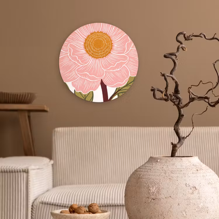 Muurcirkel - Bloemen - Roze - Illustratie — 2