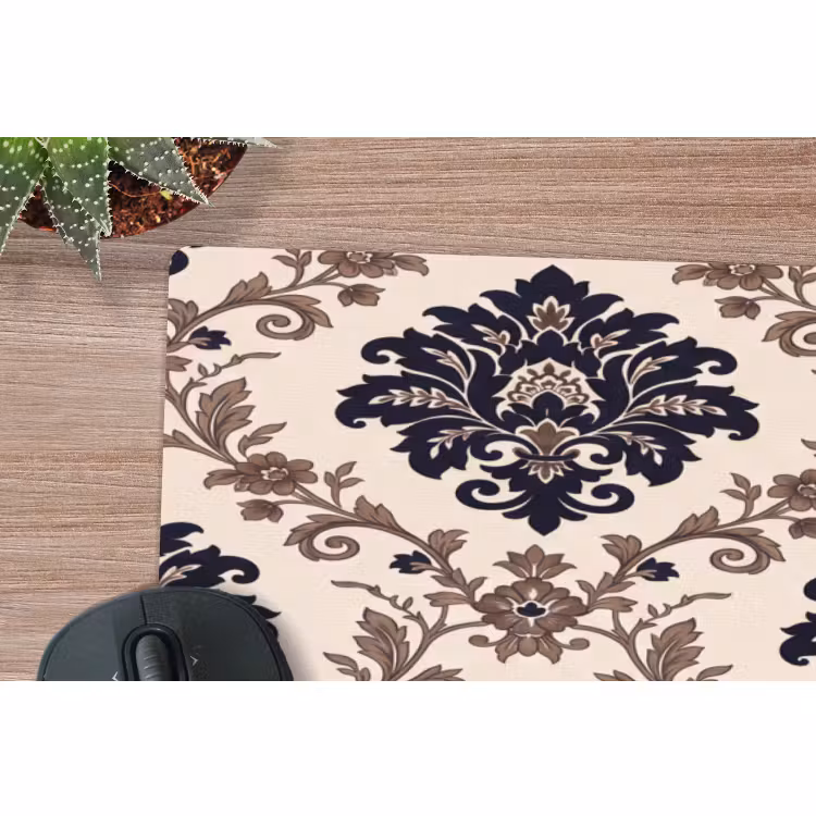 Muismat - Patroon - Floraal - Klassiek - Beige-blauw — 5