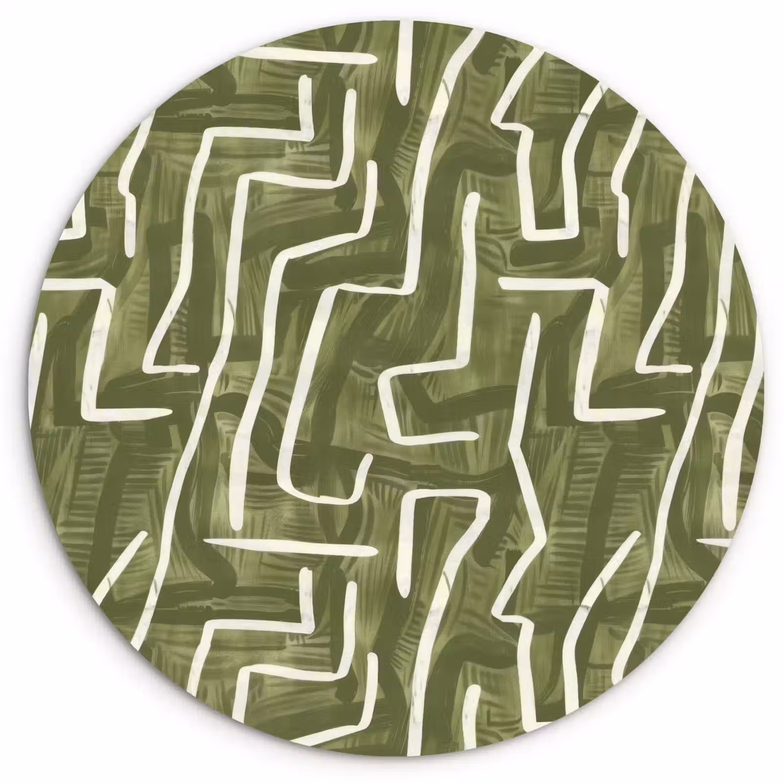 Muurcirkel - Groen - Abstract - Penseelstreken - Patroon — 1