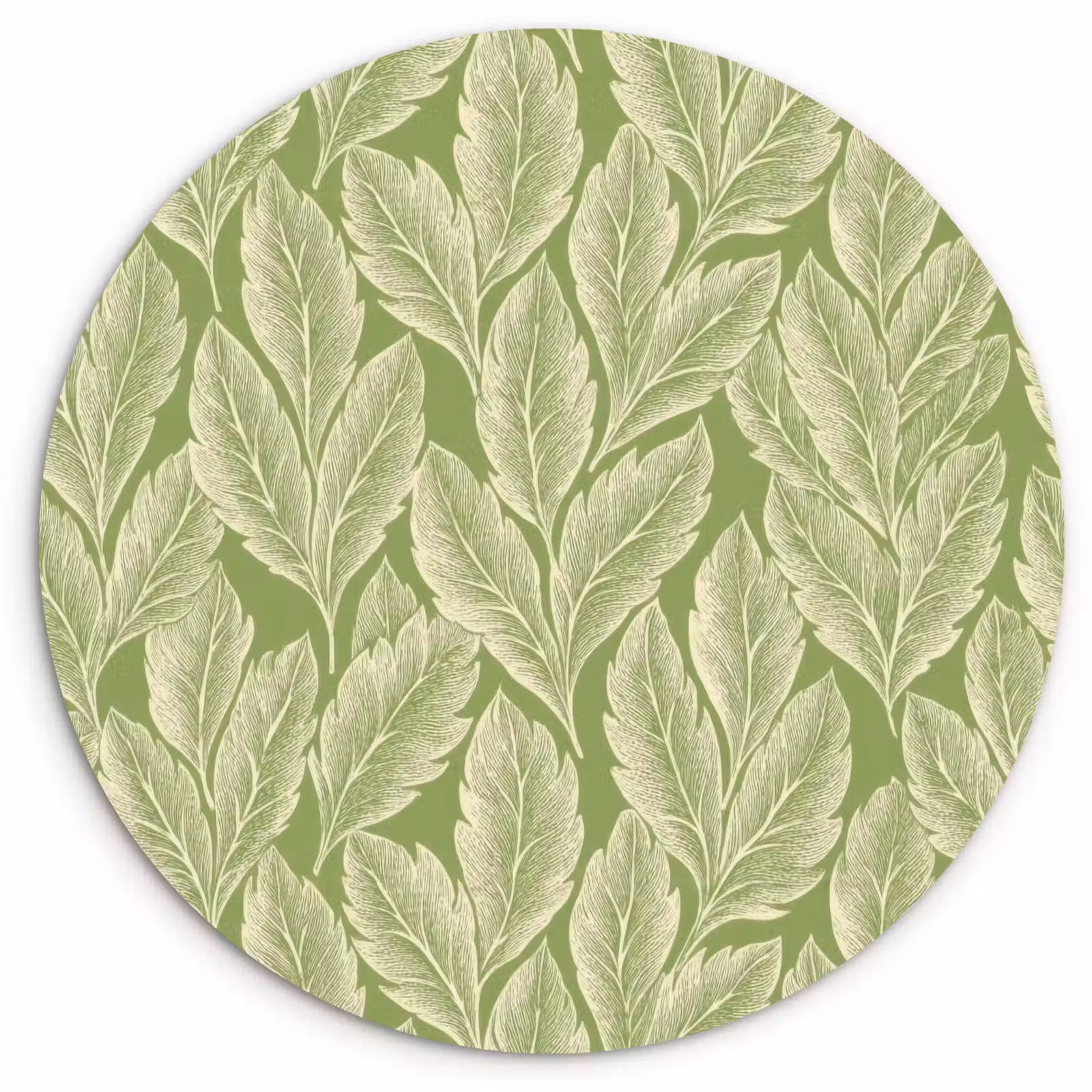 Muurcirkel - Groen - Botanisch - Bladeren - Vintage - Patroon — 1