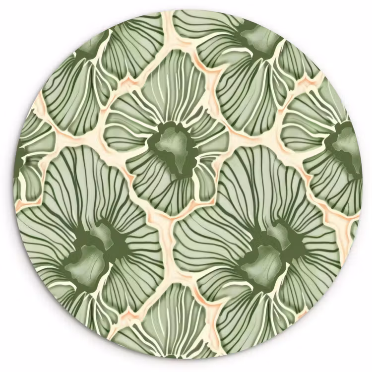 Muurcirkel - Groen - Botanisch - Bloemen - Organisch - Patroon — 1
