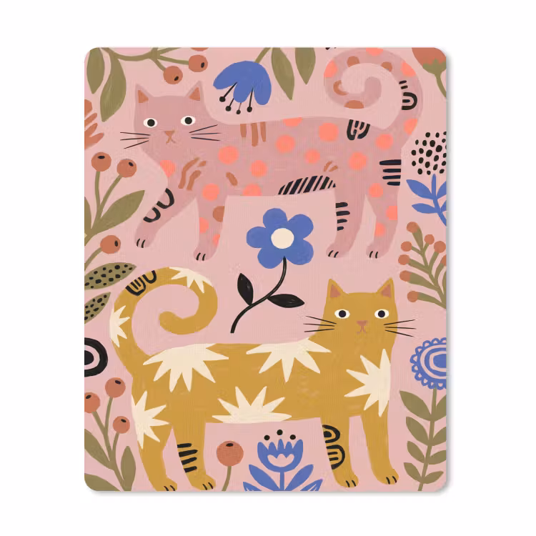 Muismat - Kat - Bloemen - Dieren - Modern - Roze — 1