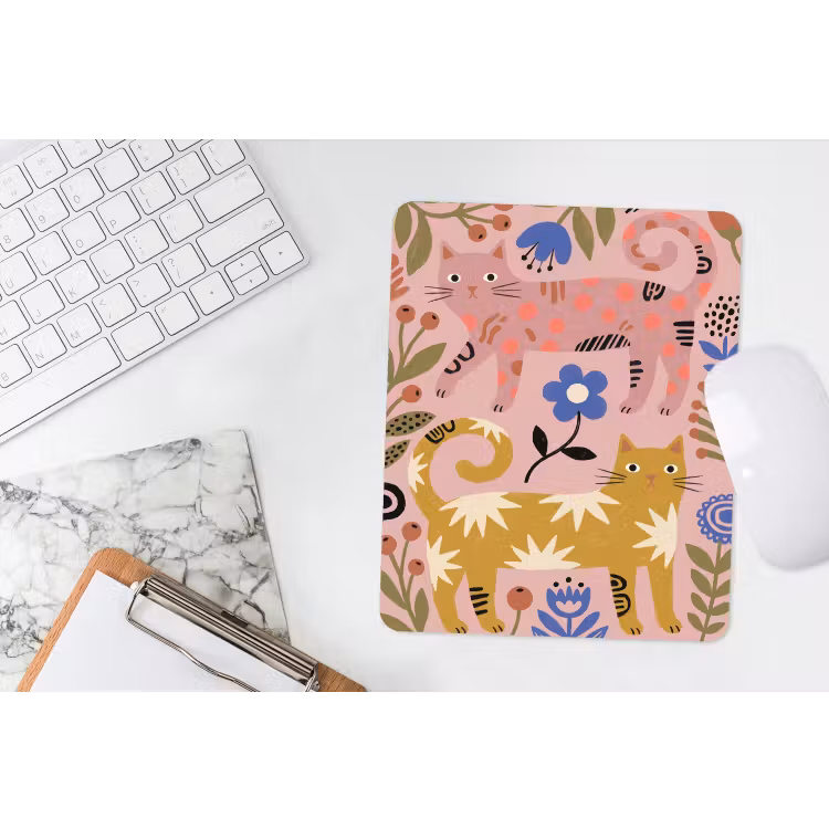 Muismat - Kat - Bloemen - Dieren - Modern - Roze — 4
