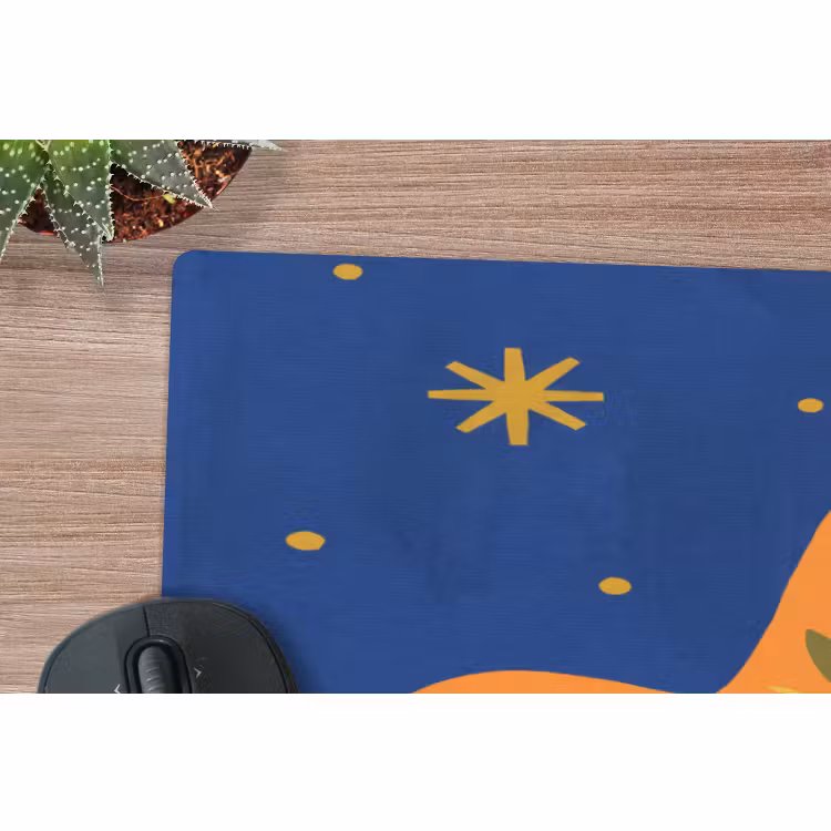 Muismat - Vogel - Bloemen - Decoratief - Oranje - Blauw — 5