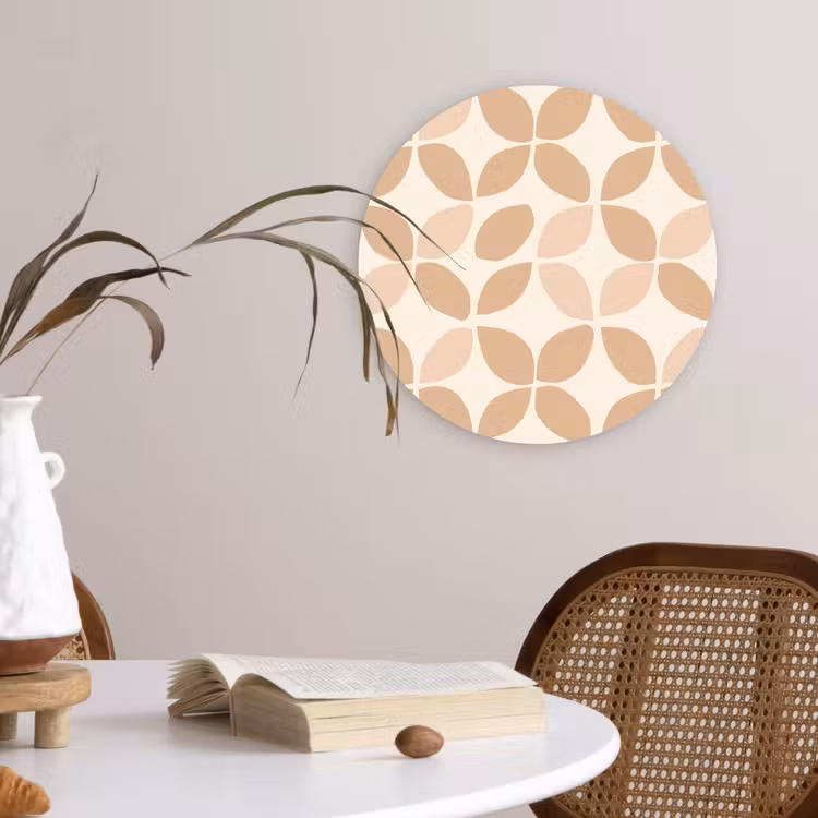 Muurcirkel - Beige - Bladeren - Minimalistisch - Patroon — 4