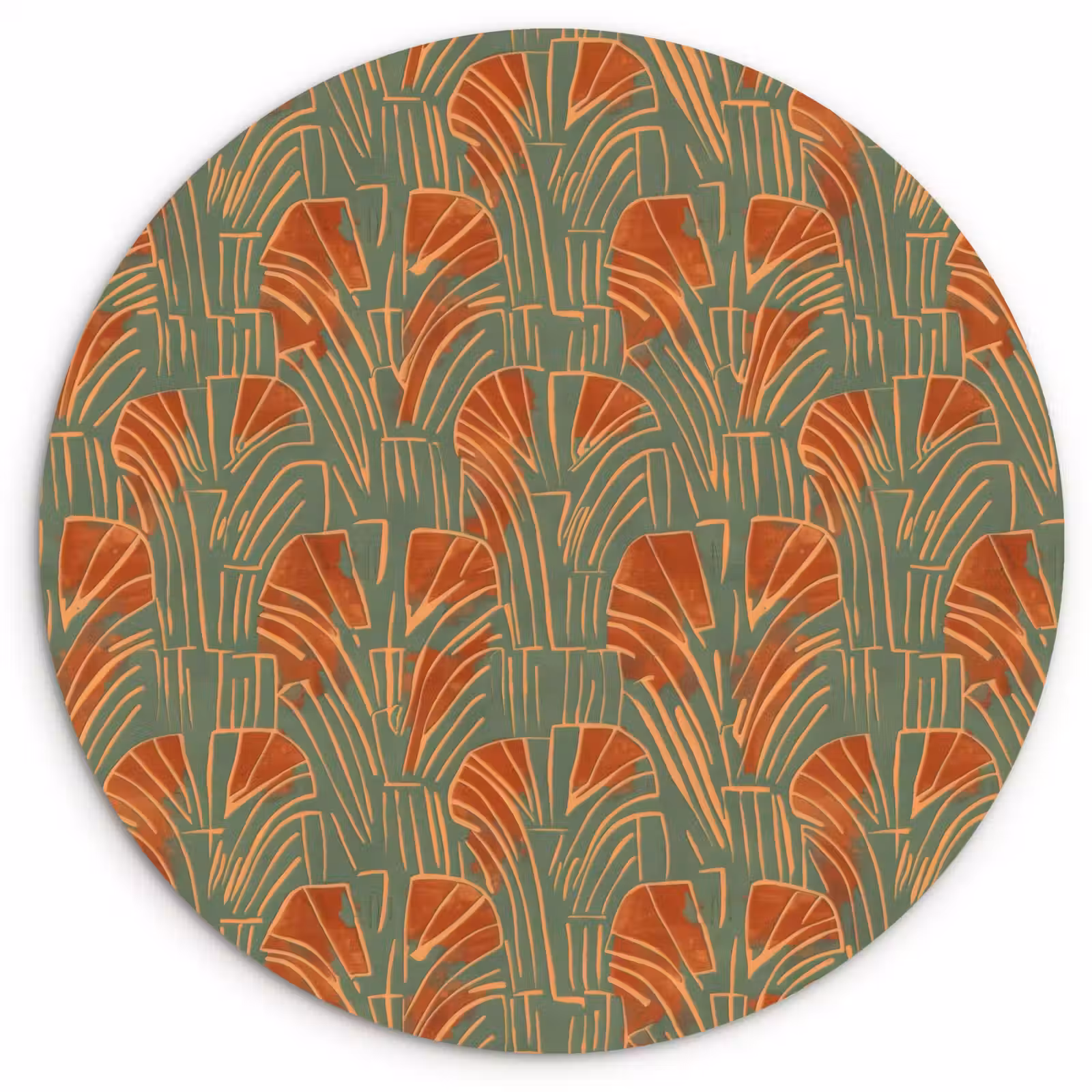 Muurcirkel - Groen - Terracotta - Deco - Waaiers — 1