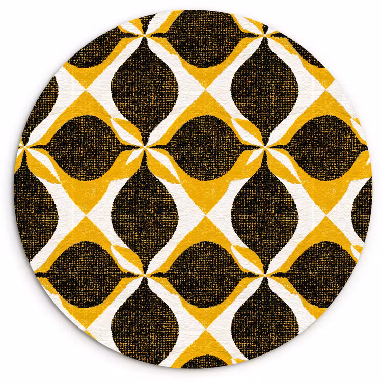 Muurcirkel - Geel - Zwart - Geometrisch - Retro - Textuur — 1