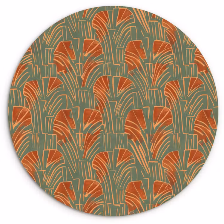 Muurcirkel - Groen - Terracotta - Deco - Waaiers — 1