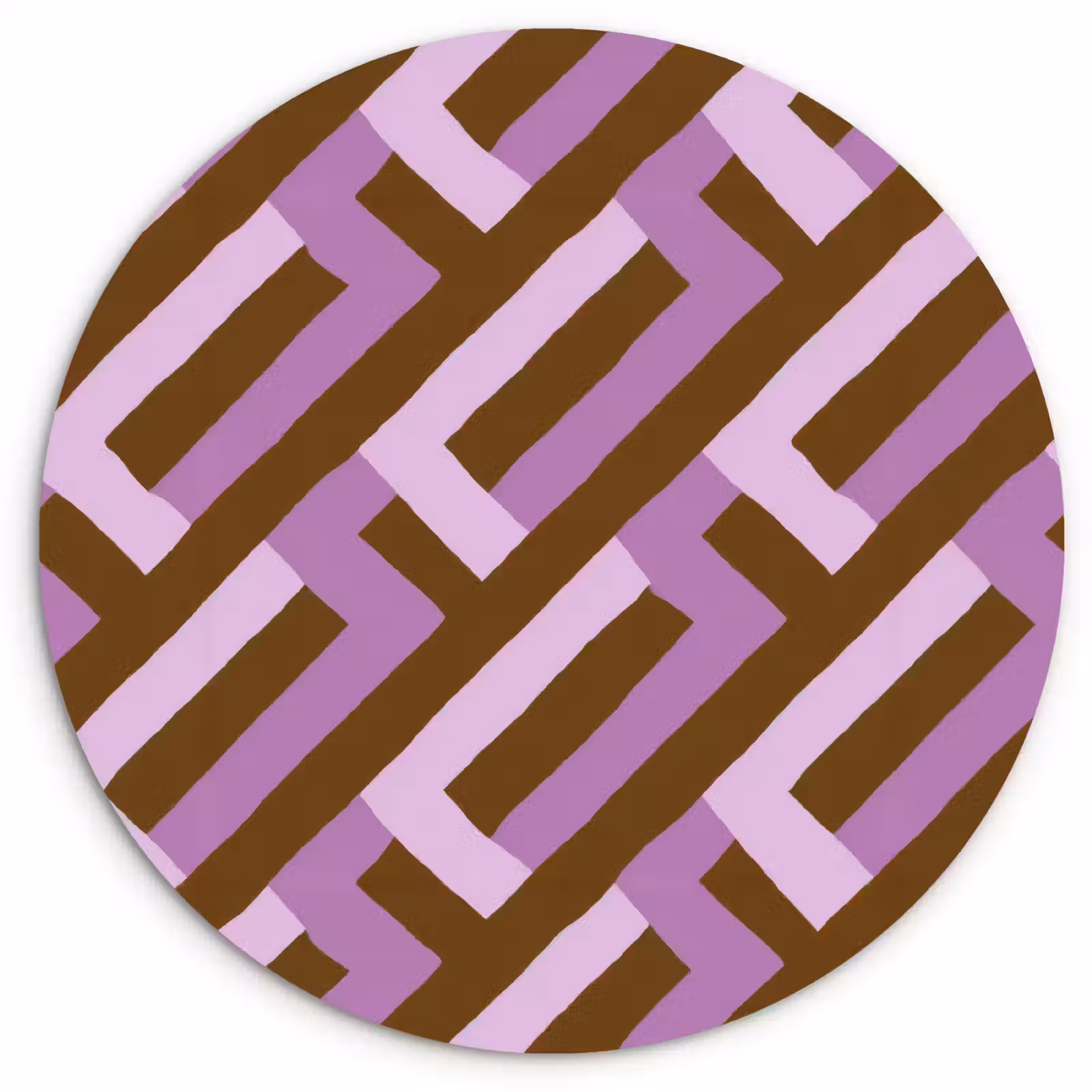 Muurcirkel - Bruin - Roze - Geometrisch - Meander - Patroon — 1