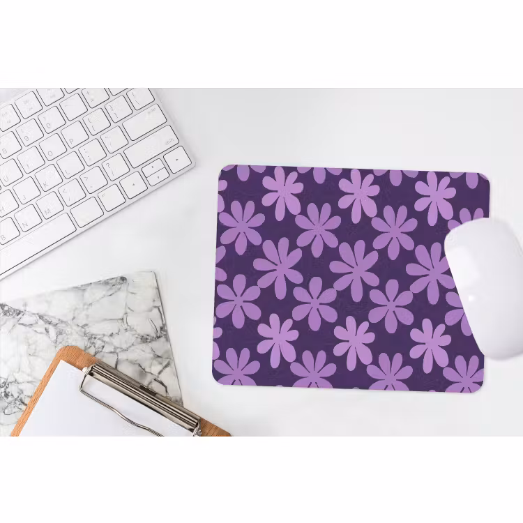 Muismat - Paars - Botanisch - Bloemen - Retro - Patroon — 2